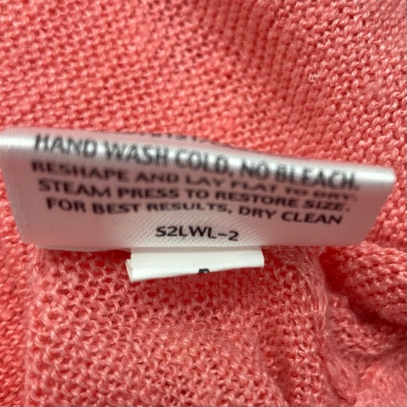 Eileen Fisher Pink Cardigan Sweater Lightweight Open Front LINEN LG P 3/4 Sl. - Picture 10 of 10